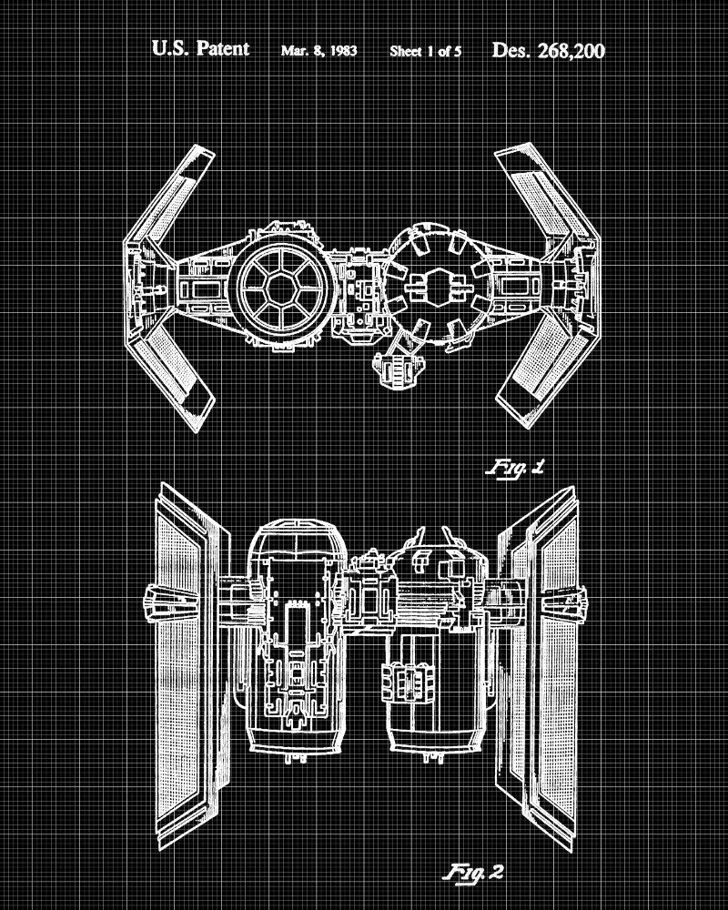 Tie Bomber Blueprint Poster Patent Print Star Wars Spaceship
