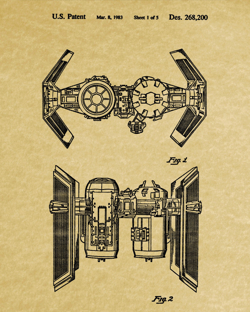 Tie Bomber Blueprint Poster Patent Print Star Wars Spaceship