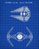 Tie Interceptor Blueprint Poster Patent Print Star Wars Spaceship