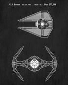 Tie Interceptor Blueprint Poster Patent Print Star Wars Spaceship