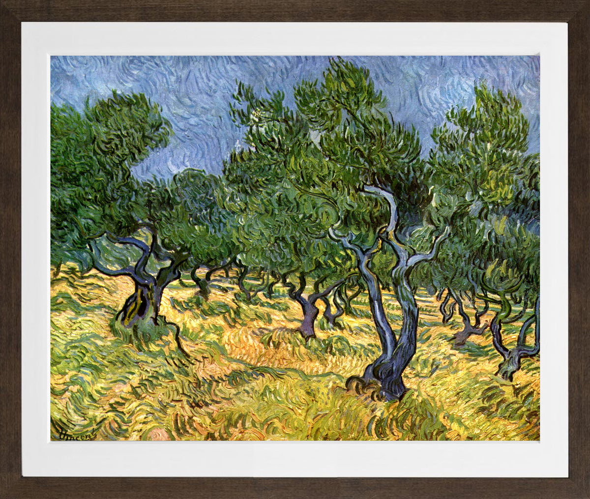 Vincent van Gogh Print, 023 Olive Orchard_10x8 in a brown frame