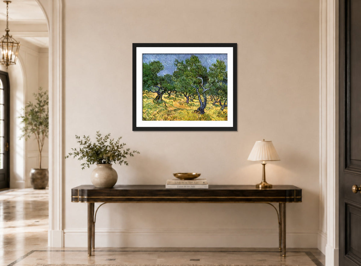 Vincent van Gogh Print, 023 Olive Orchard_10x8 displayed above a console table