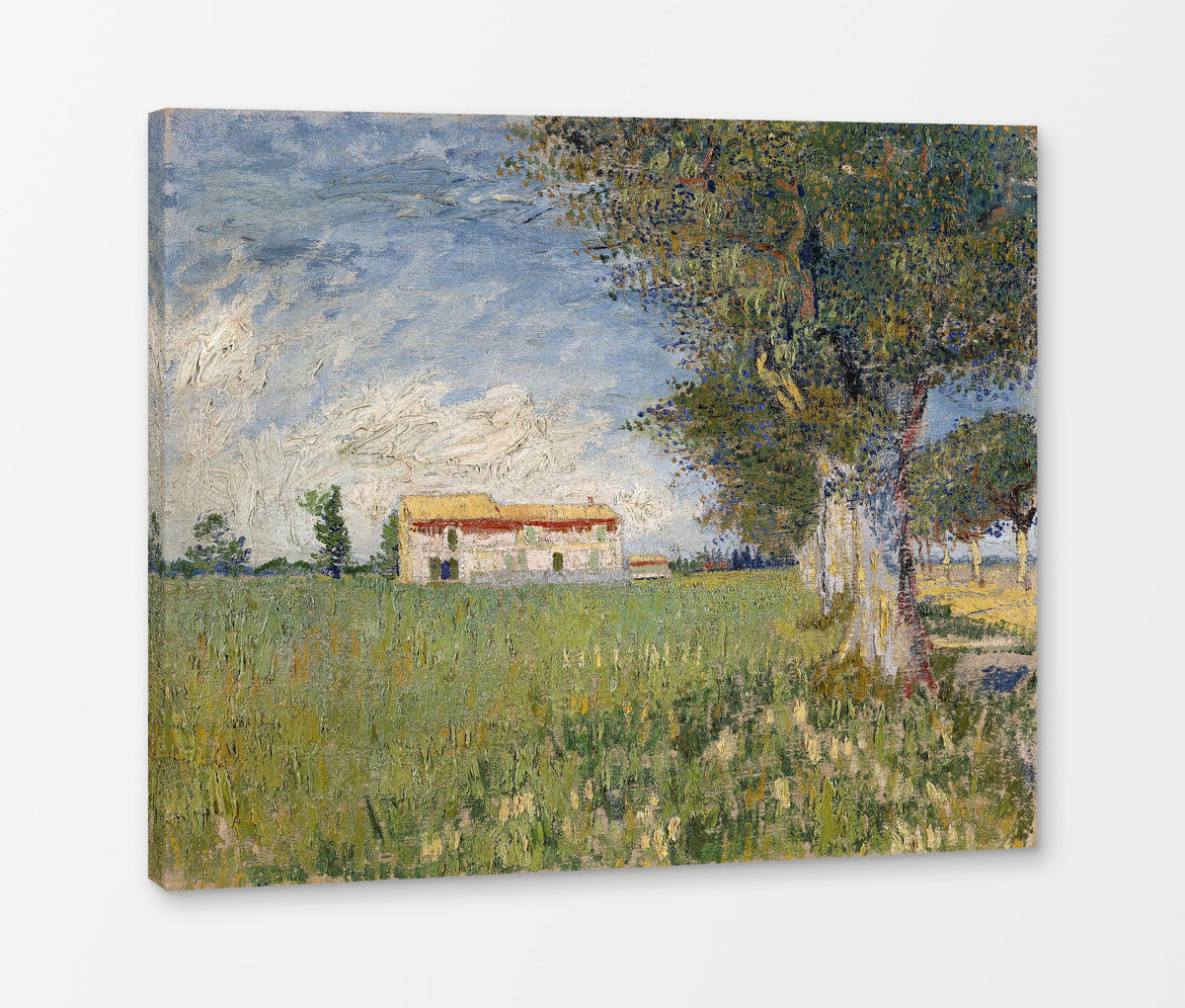 Vincent van Gogh Print, 037 Farmhouse in a wheat field (1888)_10x8 as a ready-to-hang canvas panel