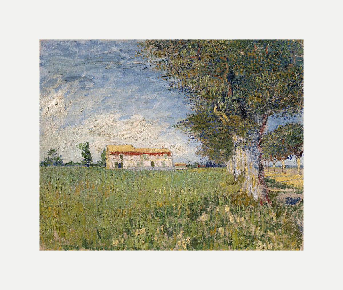 Vincent van Gogh Print, 037 Farmhouse in a wheat field (1888)_10x8 with an off-white border for rolled canvas
