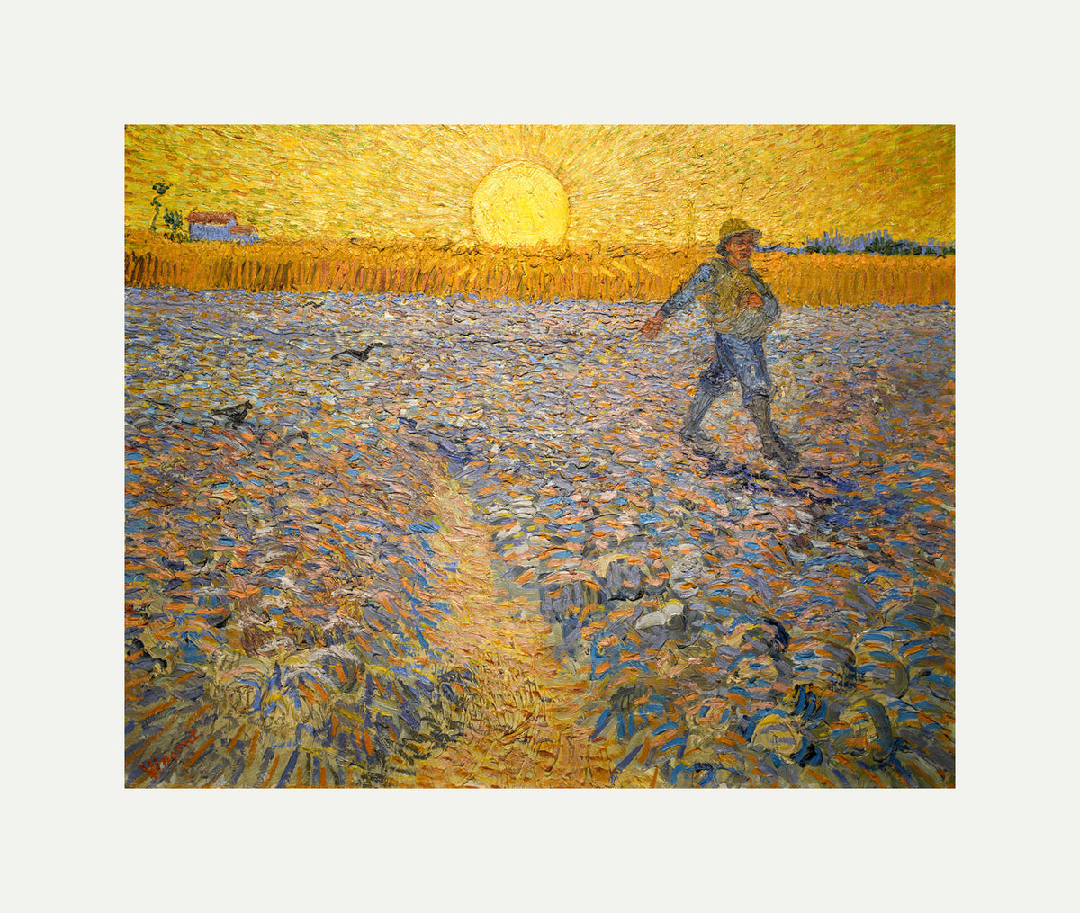 Vincent van Gogh Print, 053 The Sower (1888)_10x8 with an off-white border for rolled canvas