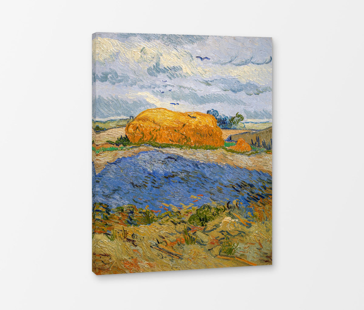 Vincent van Gogh Print, 059 Wheat Stack under a Cloudy Sky_10x8 as a ready-to-hang canvas panel