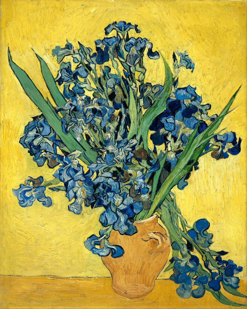 Vincent van Gogh Print, 069 Vase with Irises Against a Yellow Background_10x8 as an unframed print