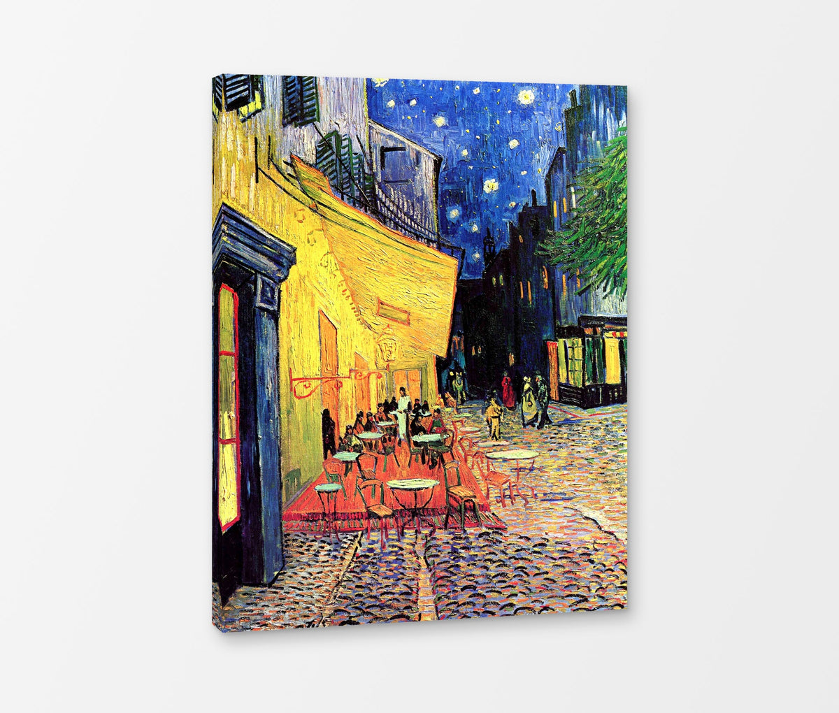 Vincent van Gogh Print, 075 CAFE TERRACE ON THE PLACE DU FORUM, ARLES, AT NIGHT_10x8 as a ready-to-hang canvas panel