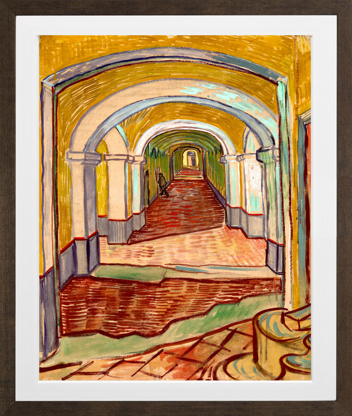 Vincent van Gogh Print, 076 Corridor in the Asylum_10x8 in a brown frame