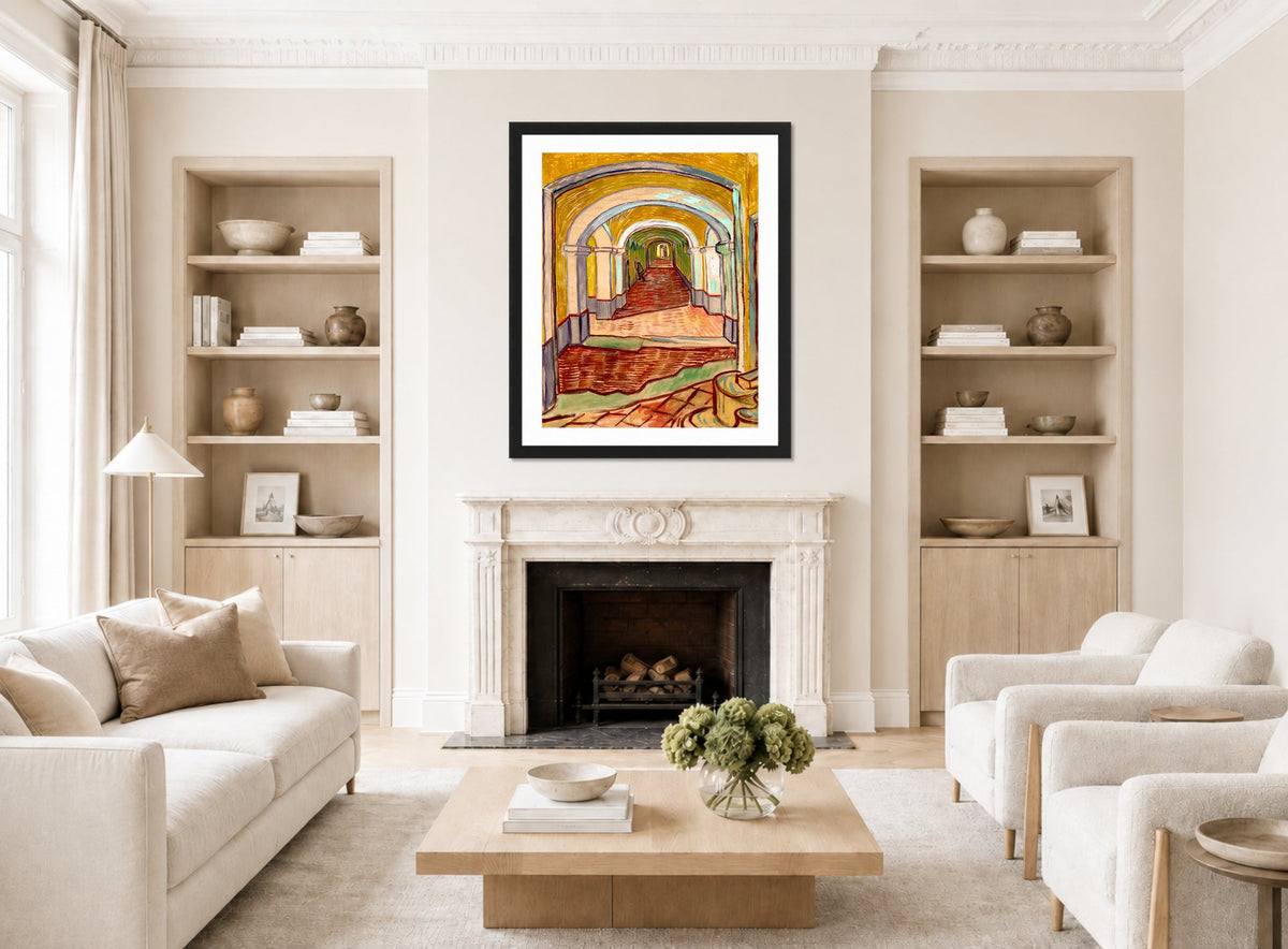 Vincent van Gogh Print, 076 Corridor in the Asylum_10x8 displayed in a Scandinavian living room