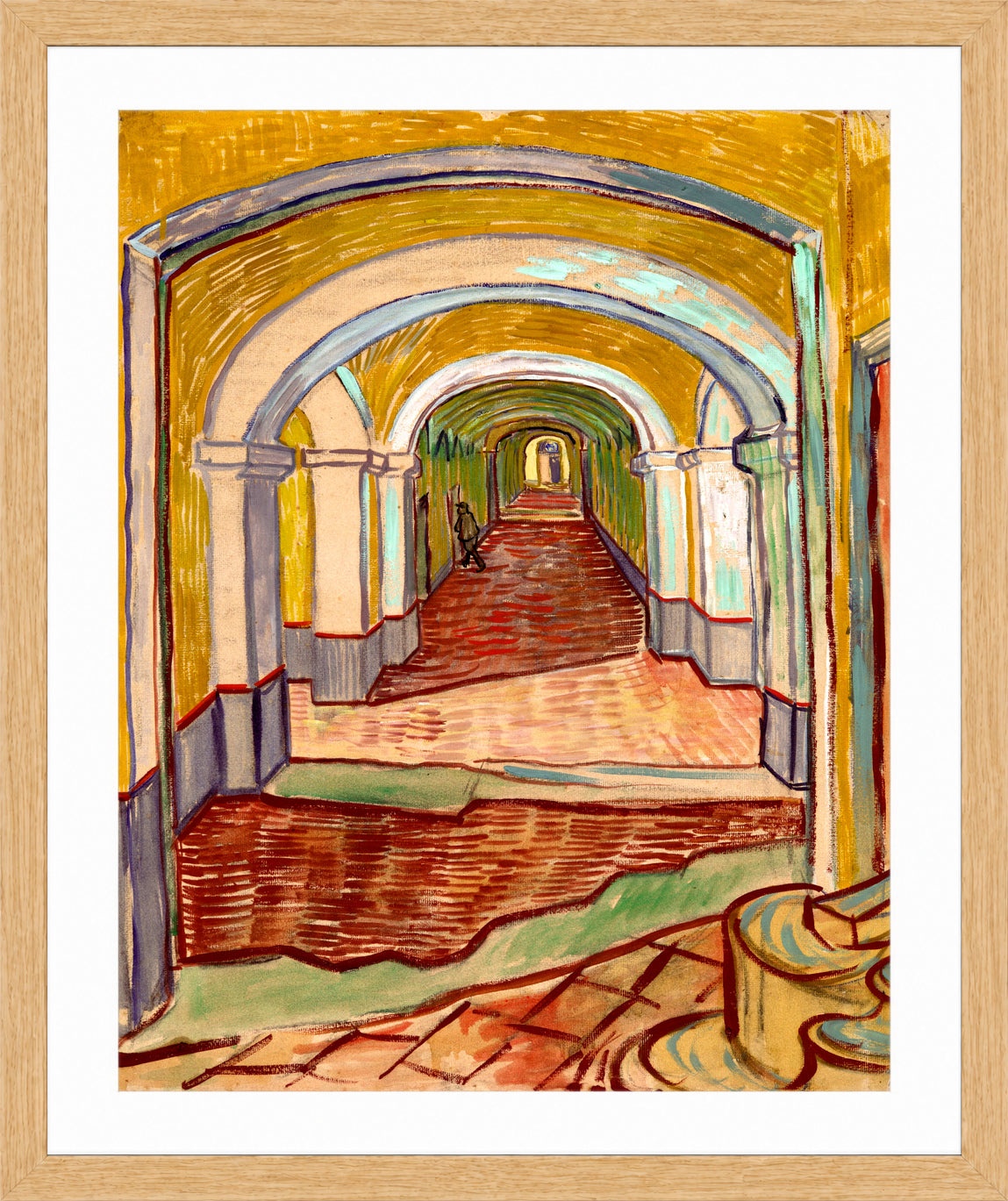 Vincent van Gogh Print, 076 Corridor in the Asylum_10x8 in an oak frame