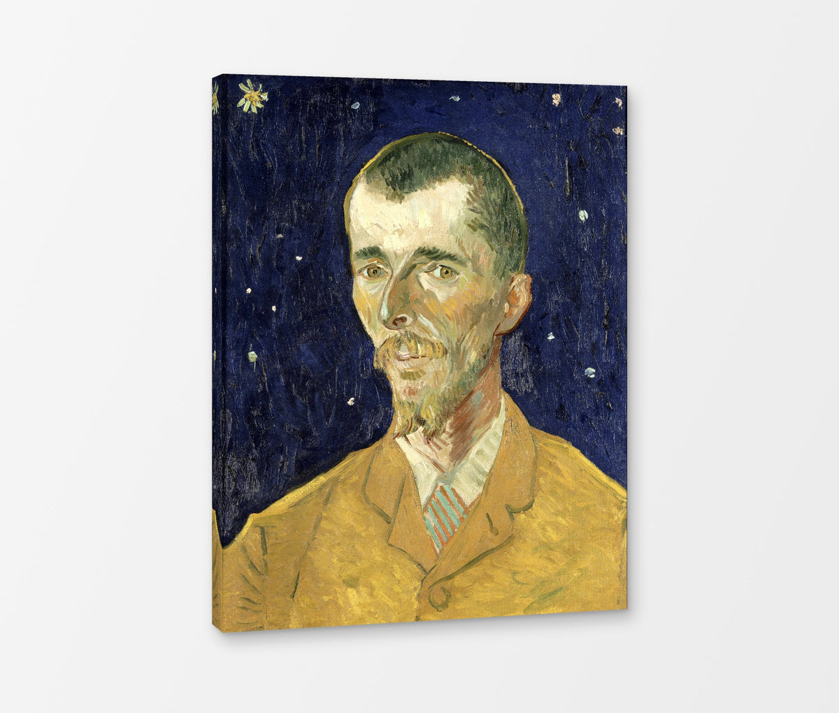 Vincent van Gogh Print, 080 Eugène Boch Portait of Poet against starry sky_8x10 as a ready-to-hang canvas panel