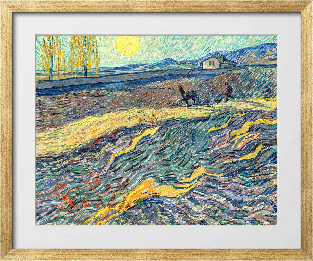 Vincent van Gogh Print, 091 Laboureur dans un champ (1889)_10x8 in a gold frame