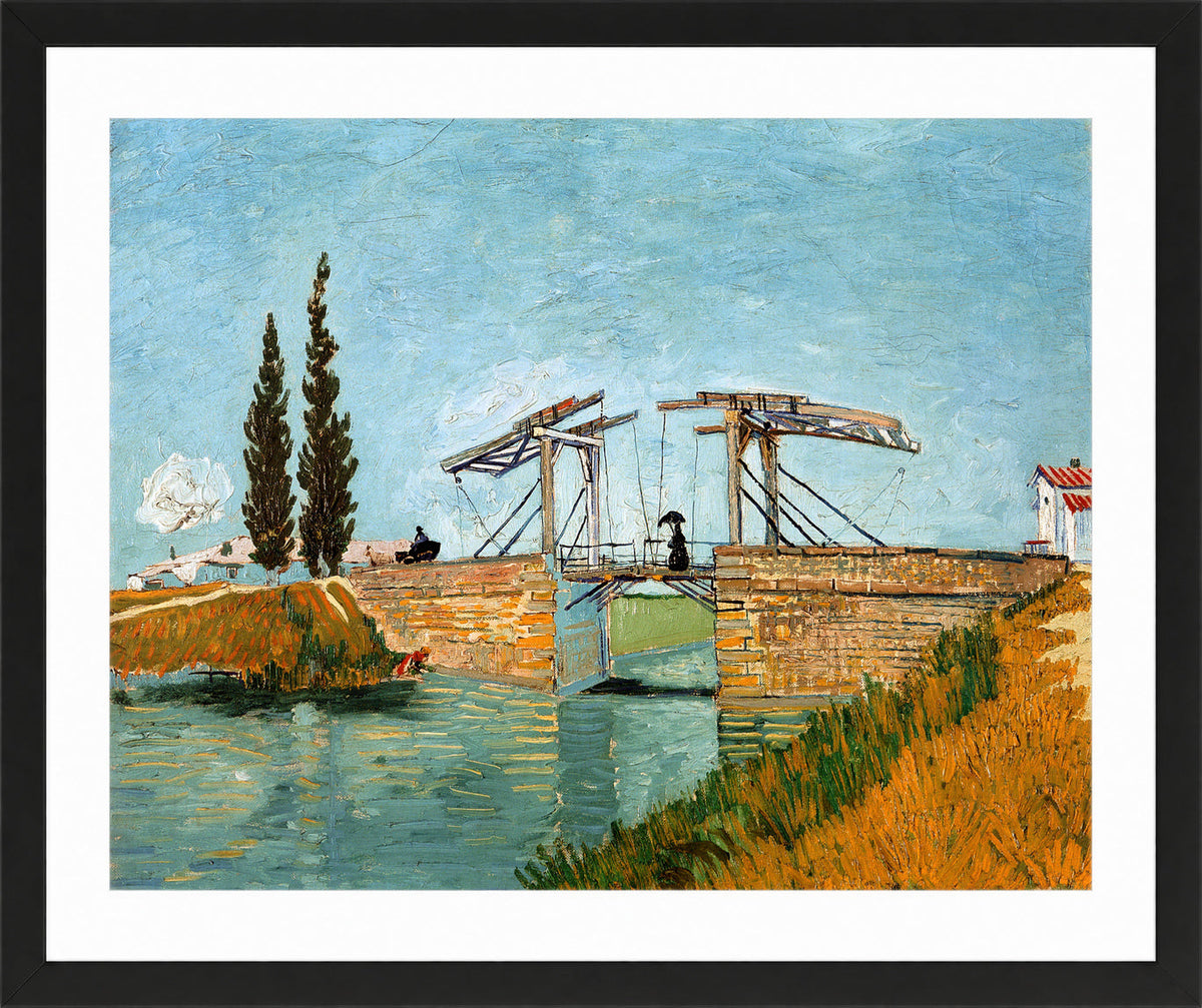 Vincent van Gogh Print, 095 Langlois Bridge at Arles_10x8 in a black frame