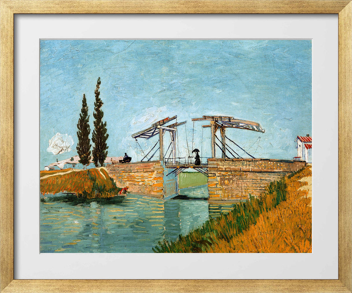 Vincent van Gogh Print, 095 Langlois Bridge at Arles_10x8 in a gold frame