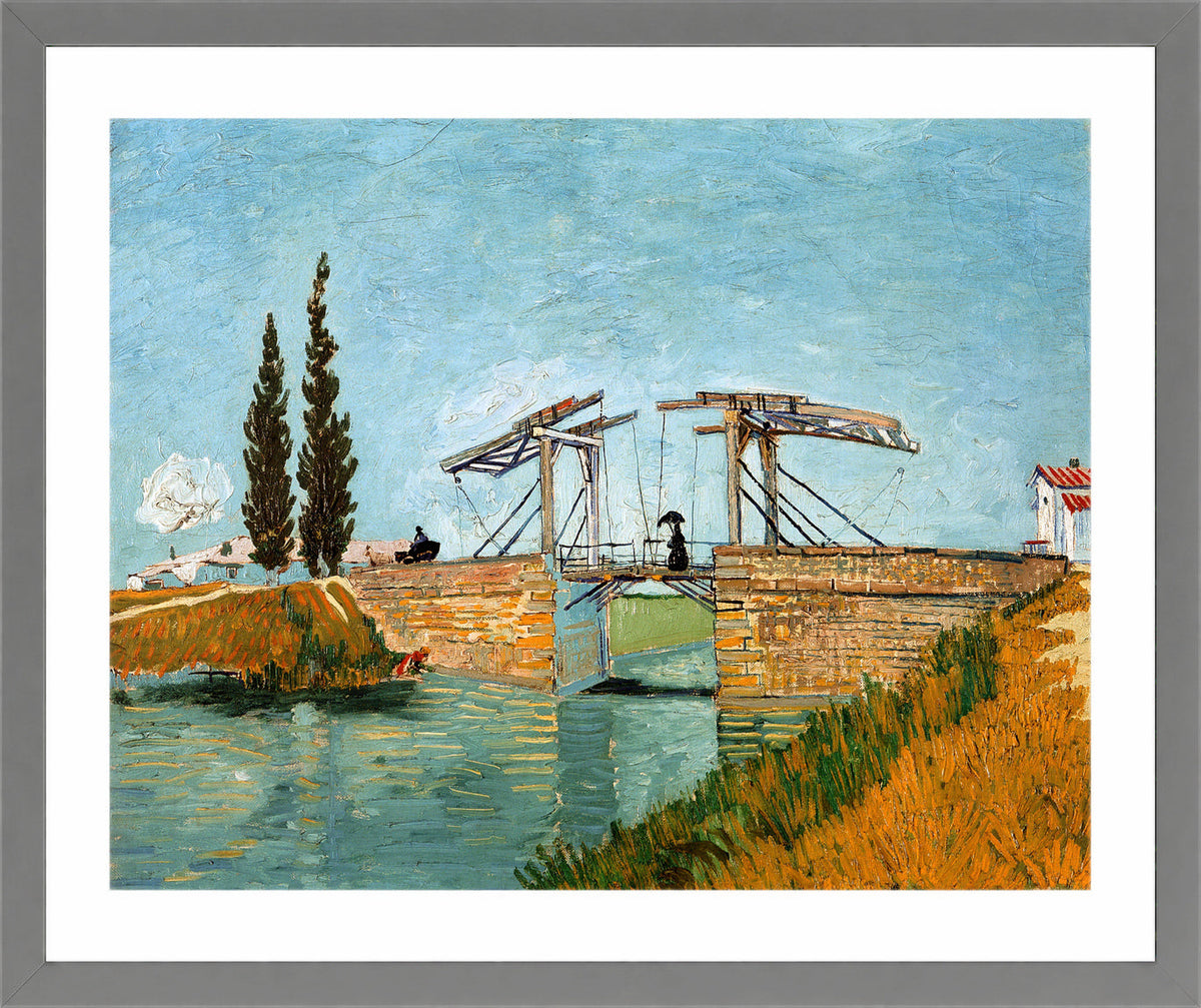 Vincent van Gogh Print, 095 Langlois Bridge at Arles_10x8 in a light grey frame