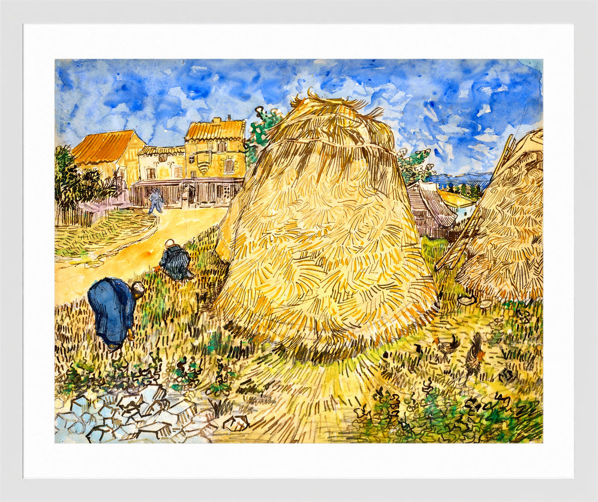 Vincent van Gogh Print, 099 Meules de blé (1888)_10x8 in a white frame