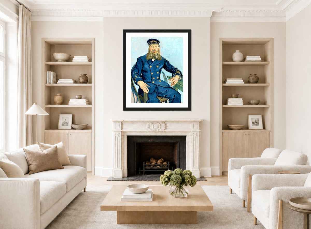 Vincent van Gogh Print, 110 Portrait of the Postman Joseph Roulin_10x8 displayed in a Scandinavian living room