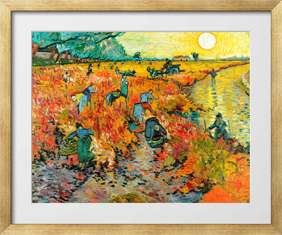 Vincent van Gogh Print, 112 Red Vineyard at Arles (1888)_10x8 in a gold frame