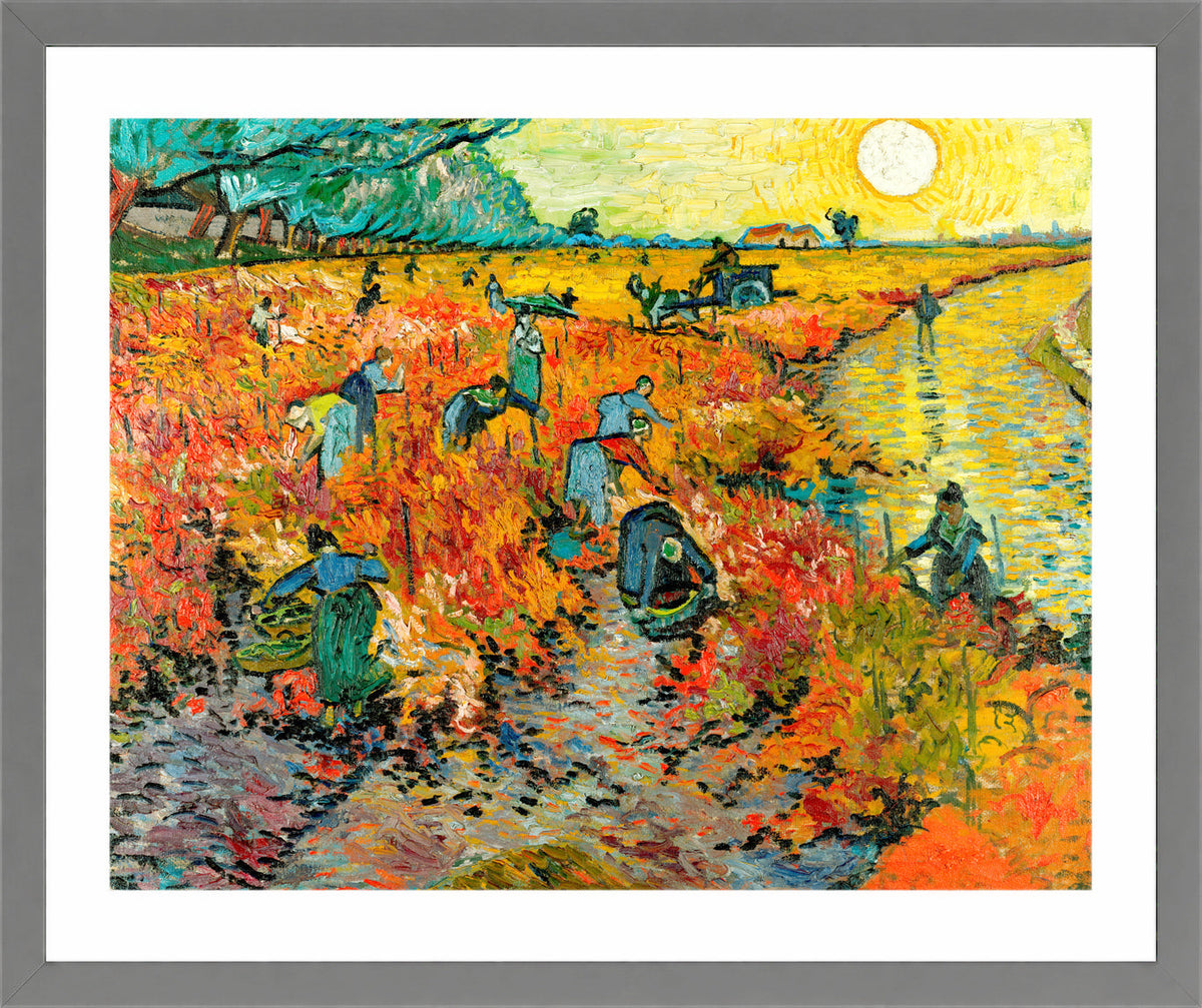 Vincent van Gogh Print, 112 Red Vineyard at Arles (1888)_10x8 in a light grey frame