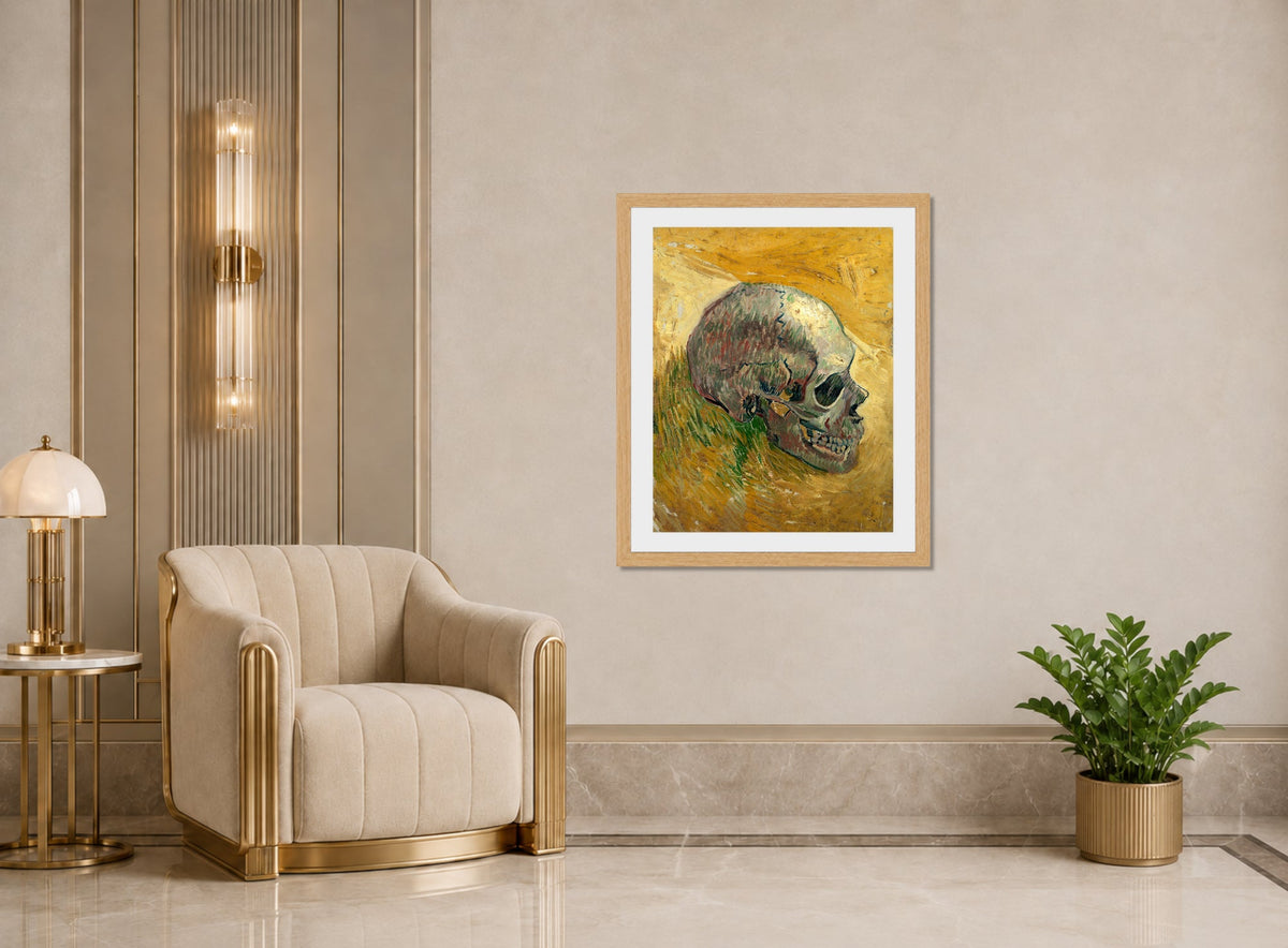 Vincent van Gogh Print, 117 skull_10x8 displayed in an Art Deco interior