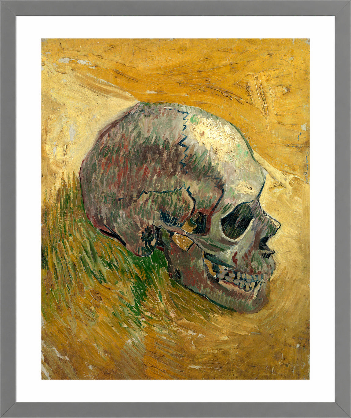 Vincent van Gogh Print, 117 skull_10x8 in a light grey frame