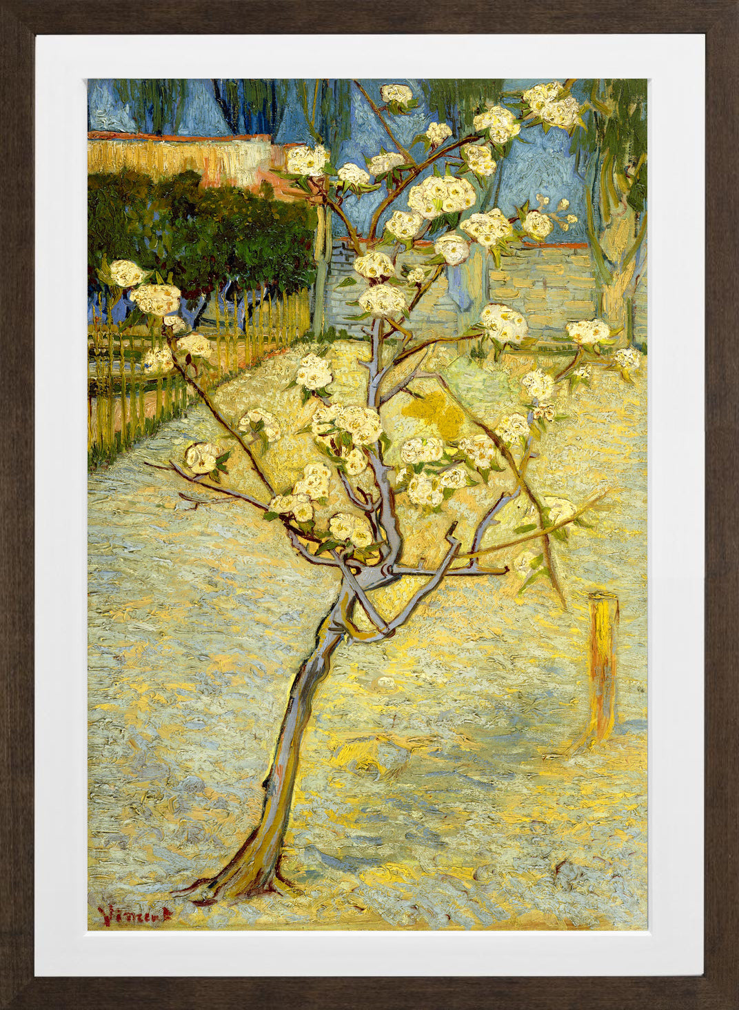 Vincent van Gogh Print, 118 Small pear tree in blossom (1888)_12x8 in a brown frame