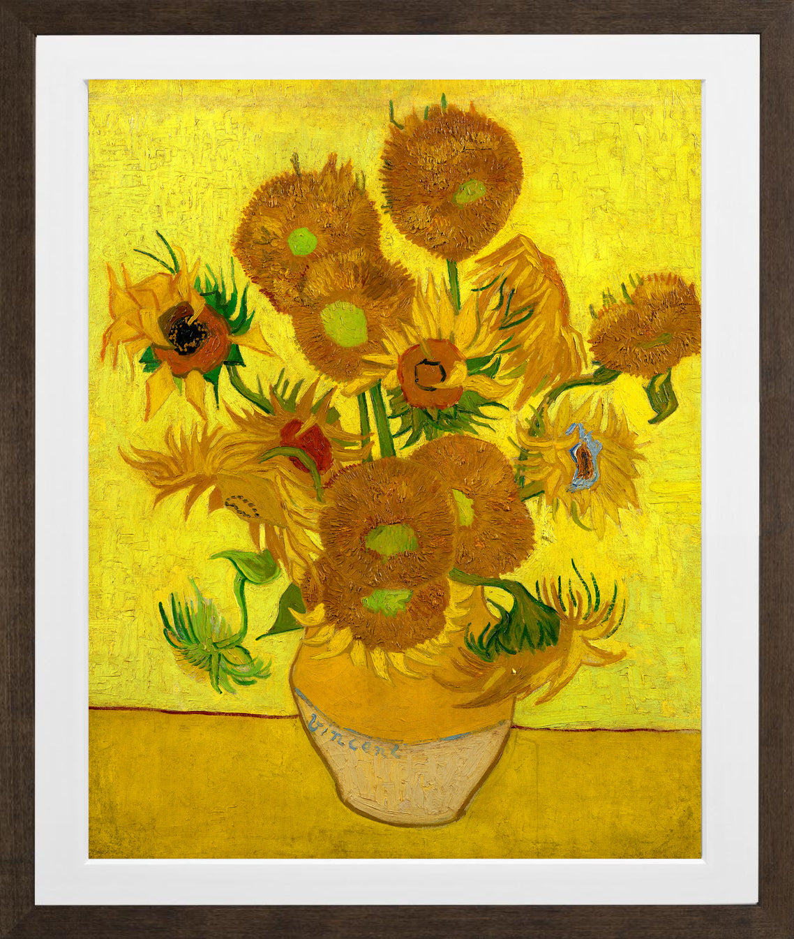 Vincent van Gogh Print, 122 sunflowers_10x8 in a brown frame