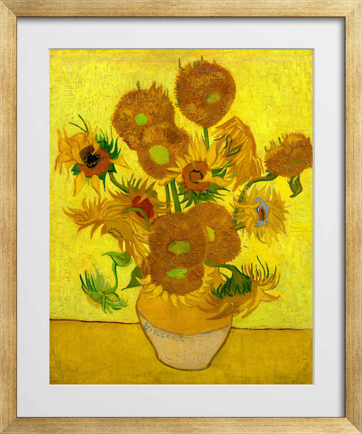 Vincent van Gogh Print, 122 sunflowers_10x8 in a gold frame