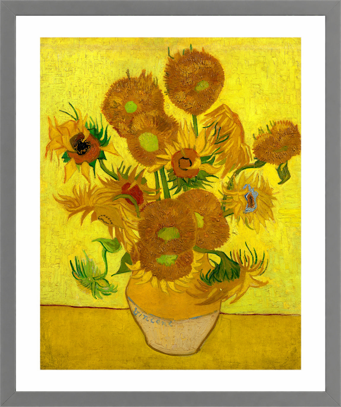 Vincent van Gogh Print, 122 sunflowers_10x8 in a light grey frame