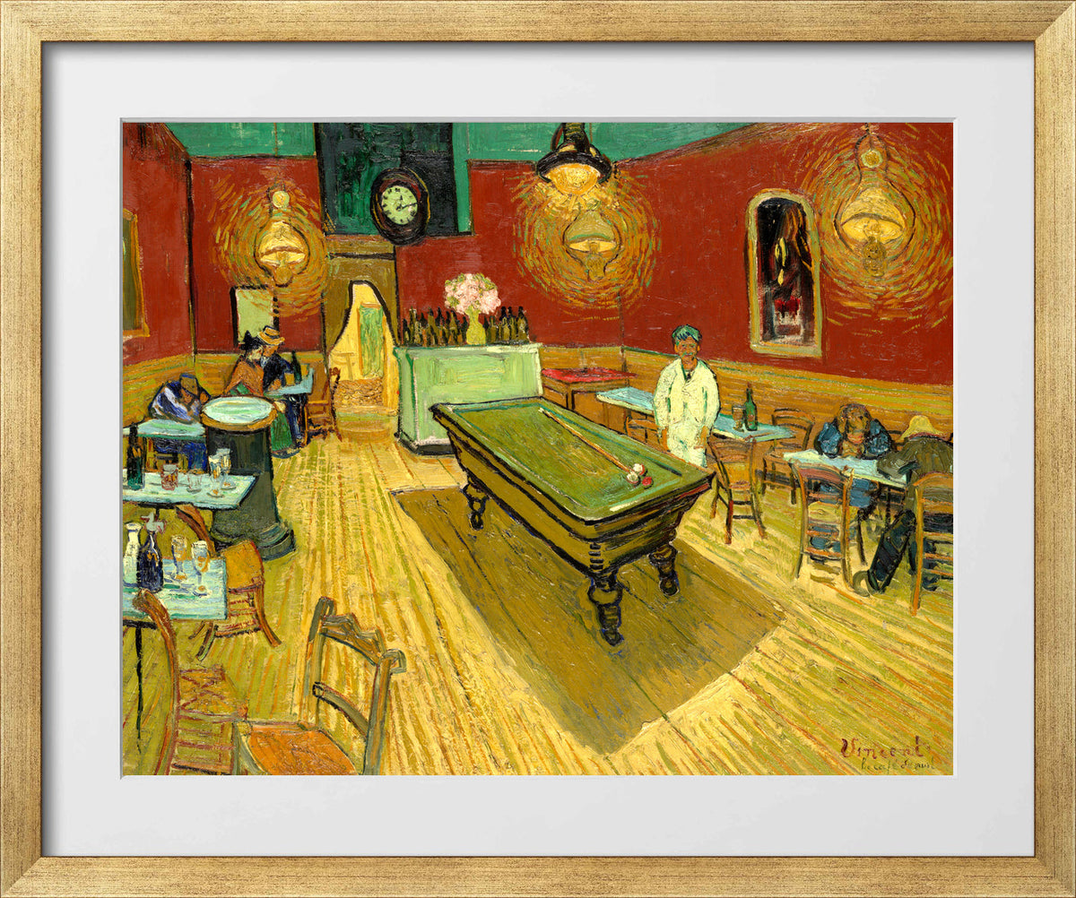Vincent van Gogh Print, 131 the night cafe_10x8 in a gold frame