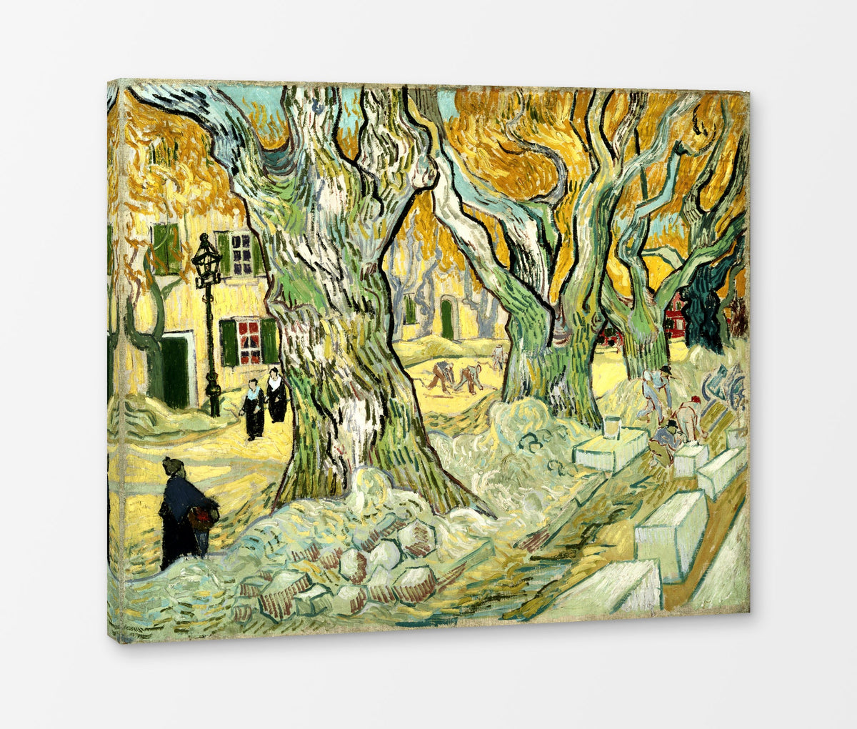 Vincent van Gogh Print, 134 The Road Menders (1889) as a ready-to-hang canvas panel