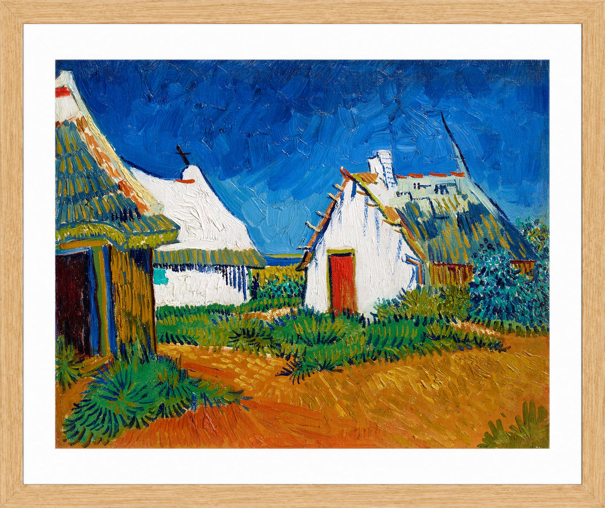 Vincent van Gogh Print, 139 Three white cottages in Saintes-Maries (1888)_10x8 in an oak frame