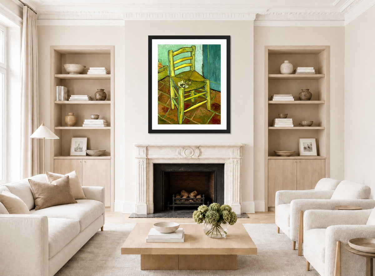 Vincent van Gogh Print, 144 Van Gogh's Chair_10x8 displayed in a Scandinavian living room