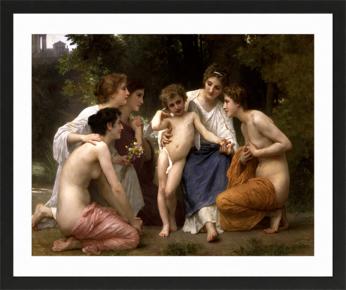 William-Adolphe Bouguereau Print, Admiration (1897) in a black frame