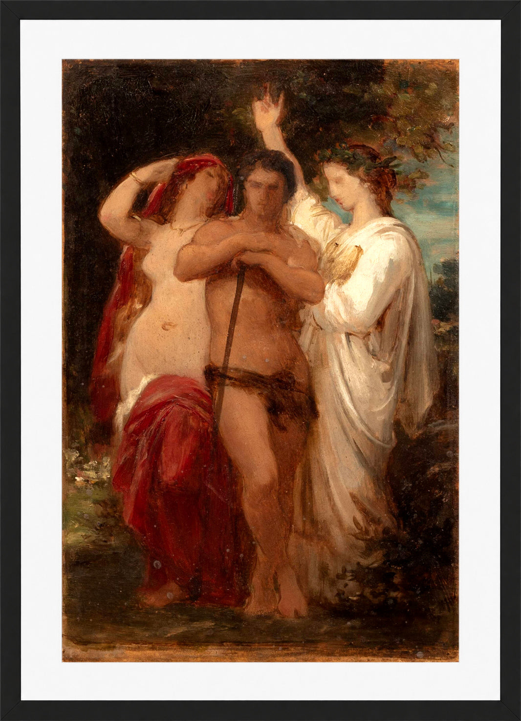 William-Adolphe Bouguereau Print, Etude pour Hercule à la croisée des chemins in a black frame