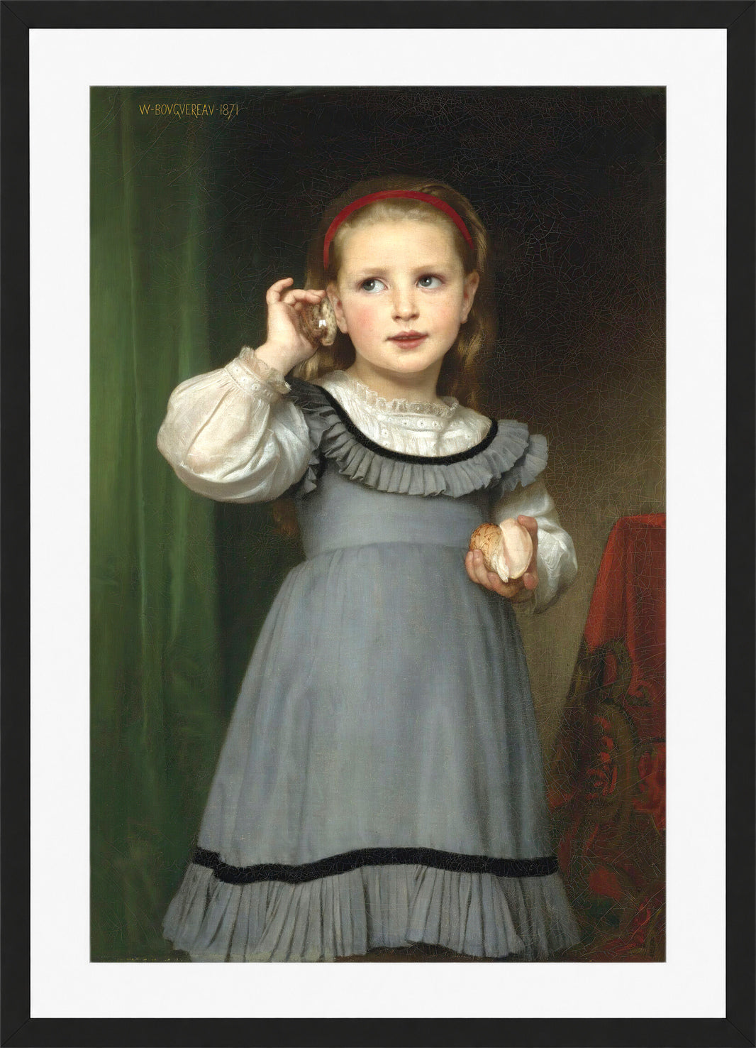 William-Adolphe Bouguereau Print, Le Bruit De La Mer (1871) in a black frame