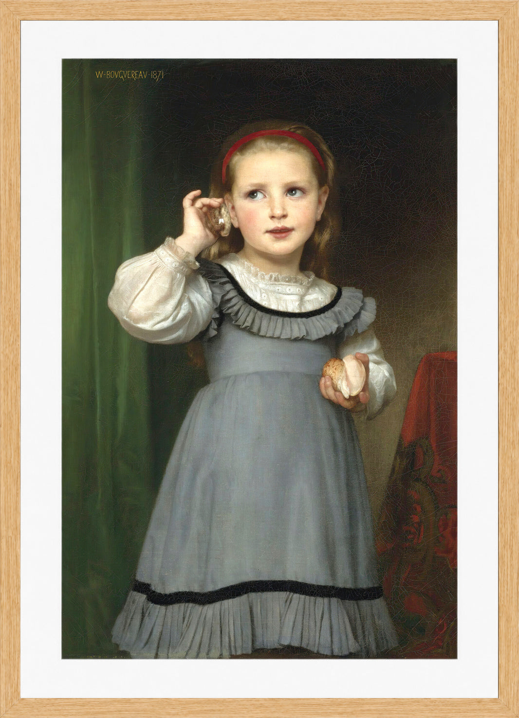 William-Adolphe Bouguereau Print, Le Bruit De La Mer (1871) in a light oak frame
