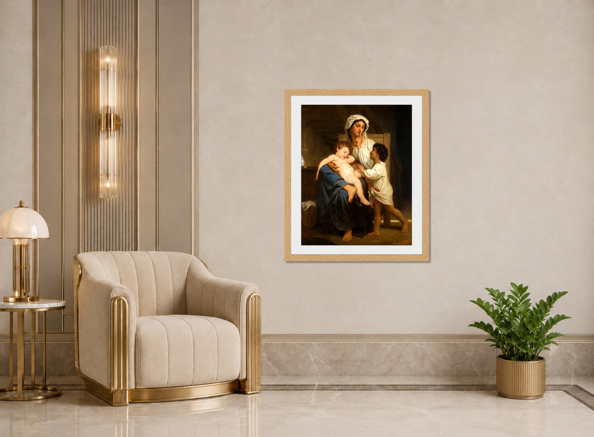 William-Adolphe Bouguereau Print, Le sommeil displayed in an Art Deco interior