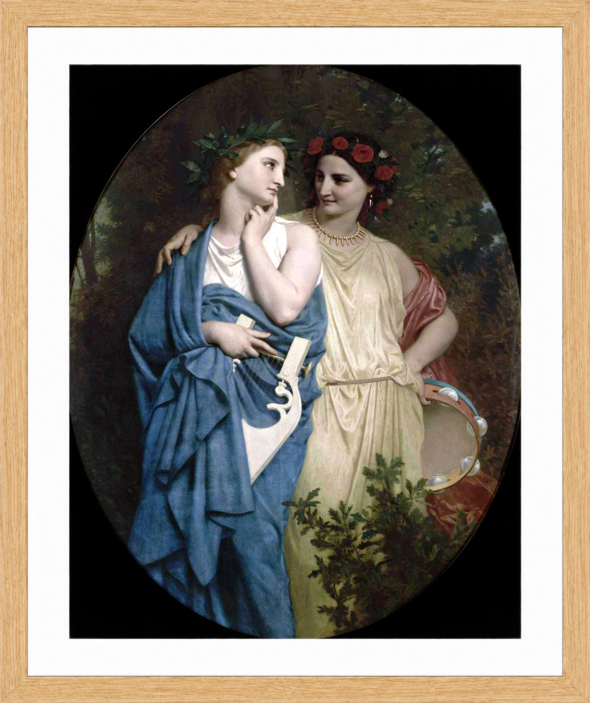 William-Adolphe Bouguereau Print, Philomela and Procne (1861) in a light oak frame