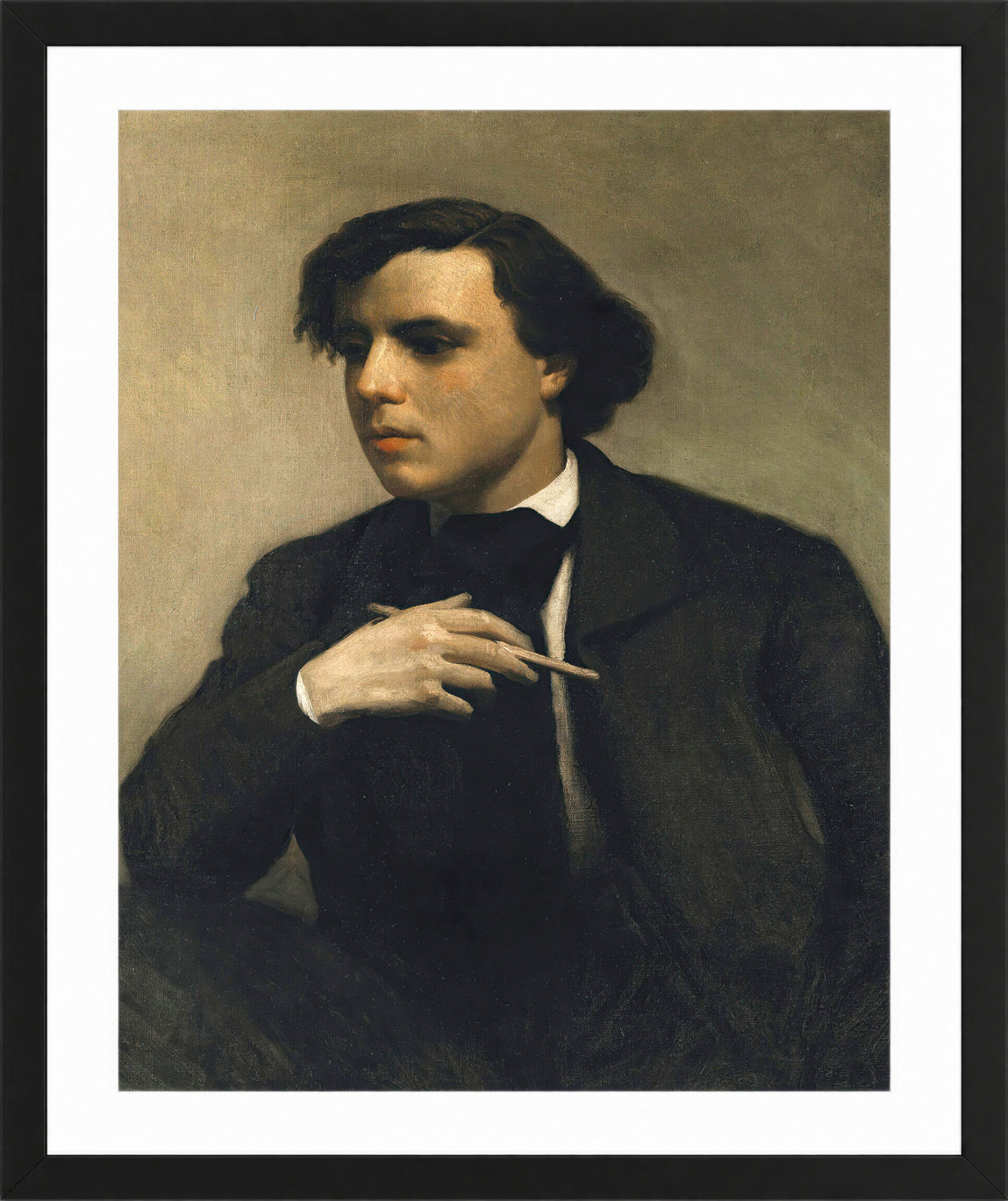 William-Adolphe Bouguereau Print, Portrait De Ferdinand Chaigneau in a black frame