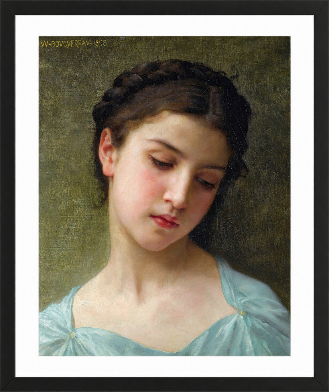 William-Adolphe Bouguereau Print, Portrait De Jeune Fille (1898) in a black frame