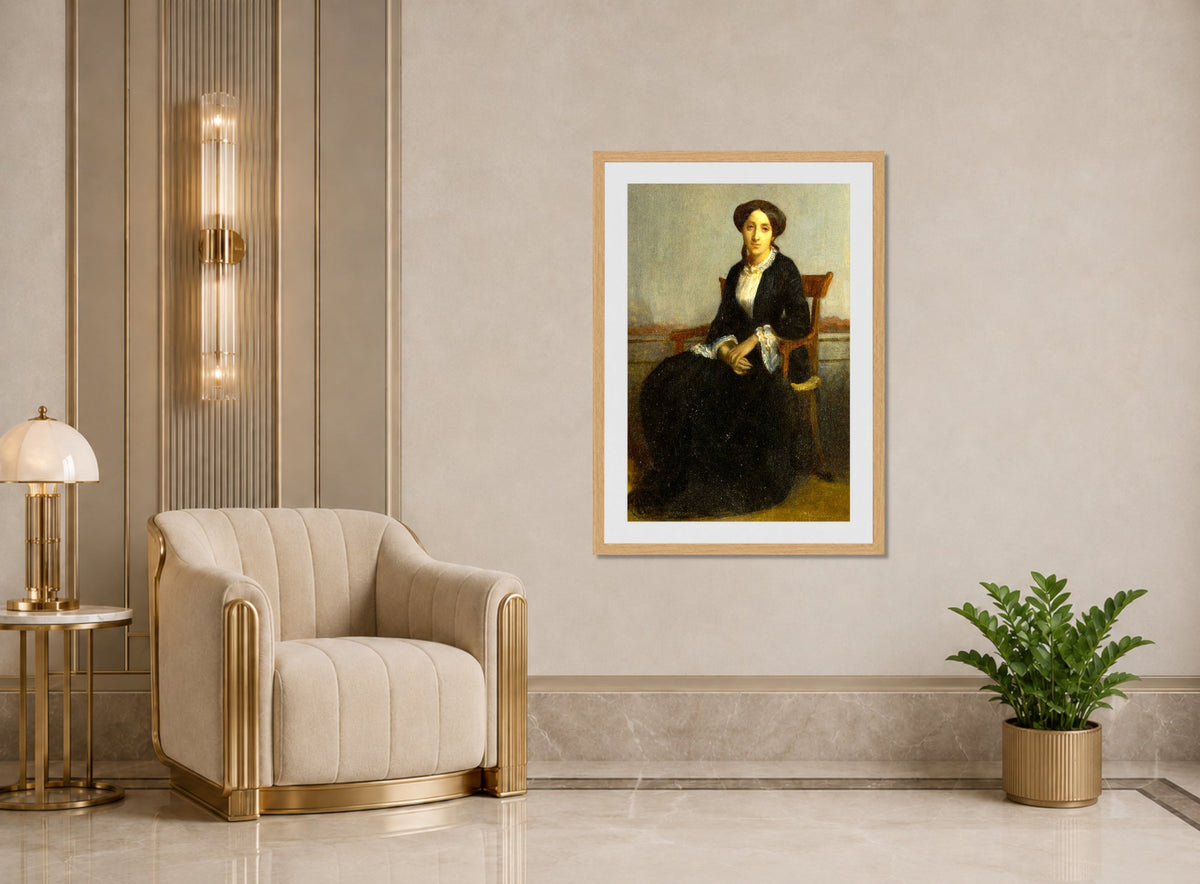 William-Adolphe Bouguereau Print, Portrait of Céline Geneviève displayed in an Art Deco interior