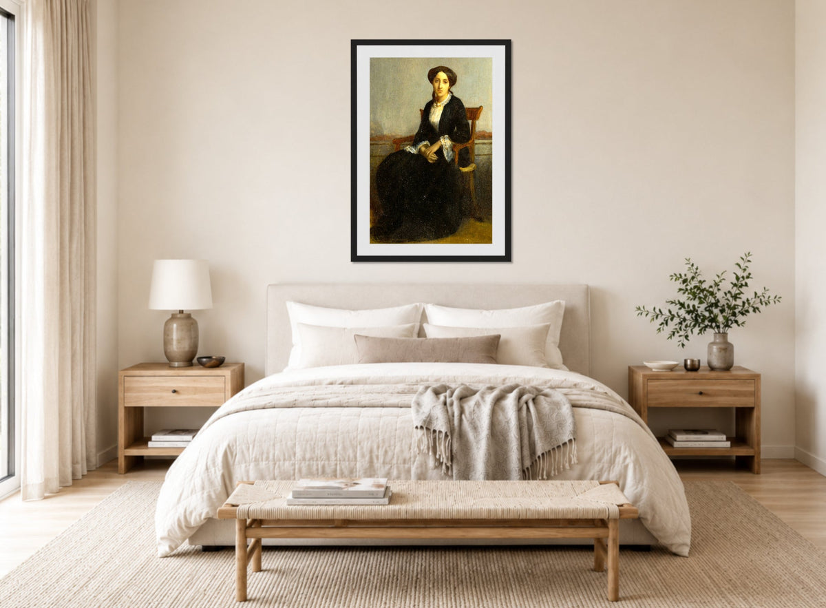 William-Adolphe Bouguereau Print, Portrait of Céline Geneviève displayed above a bed