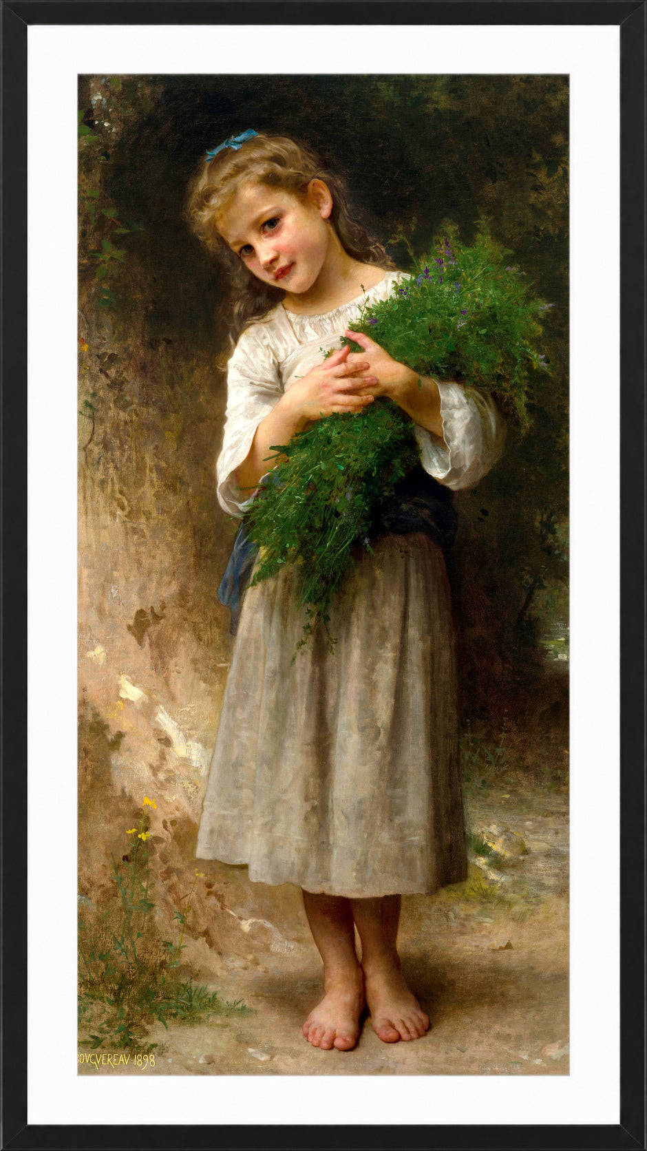William-Adolphe Bouguereau Print, Retour des champs (1898) in a black frame