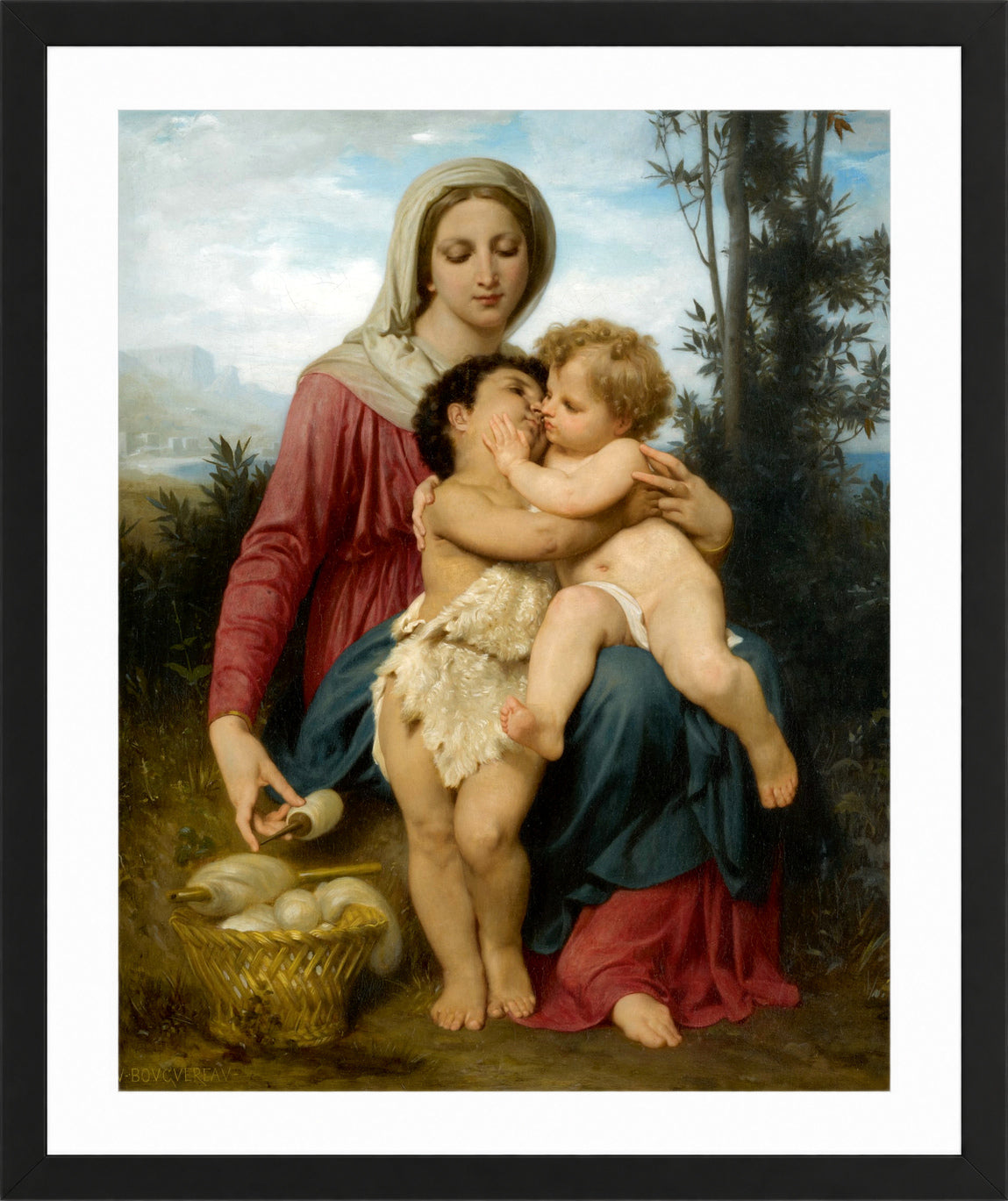 William-Adolphe Bouguereau Print, Sainte Famille (The Holy Family) (1863) in a black frame