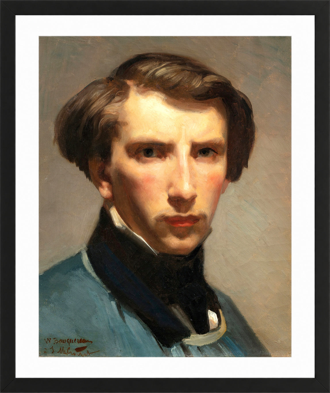 William-Adolphe Bouguereau Print, Self-Portrait in a black frame