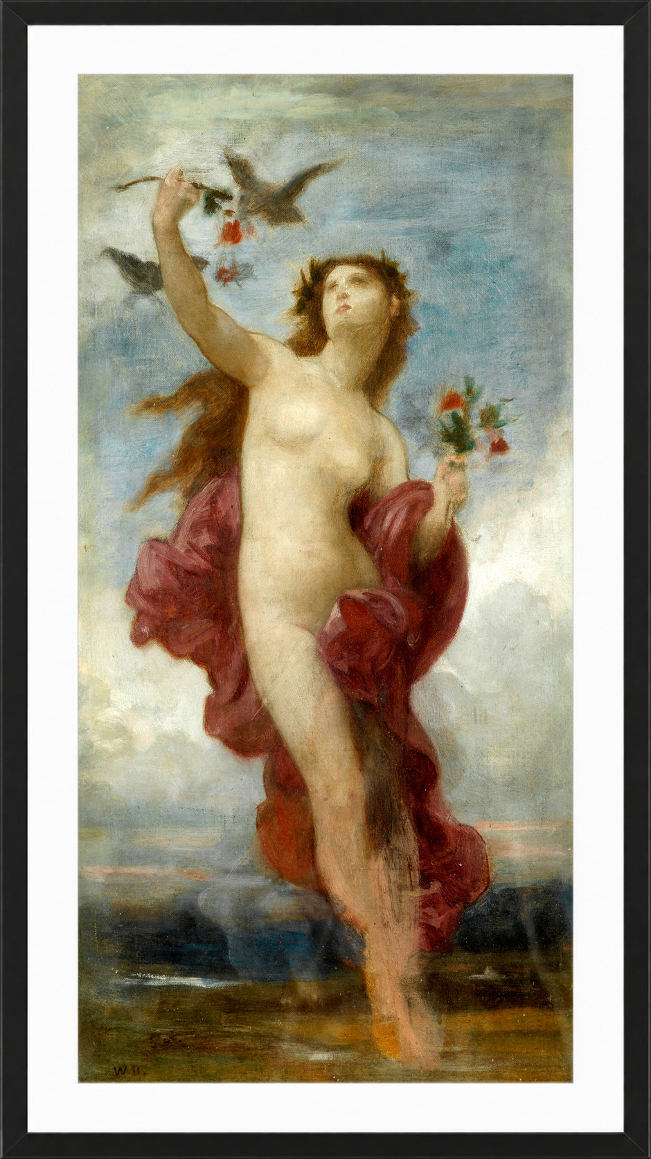 William-Adolphe Bouguereau Print, Study for le jour in a black frame