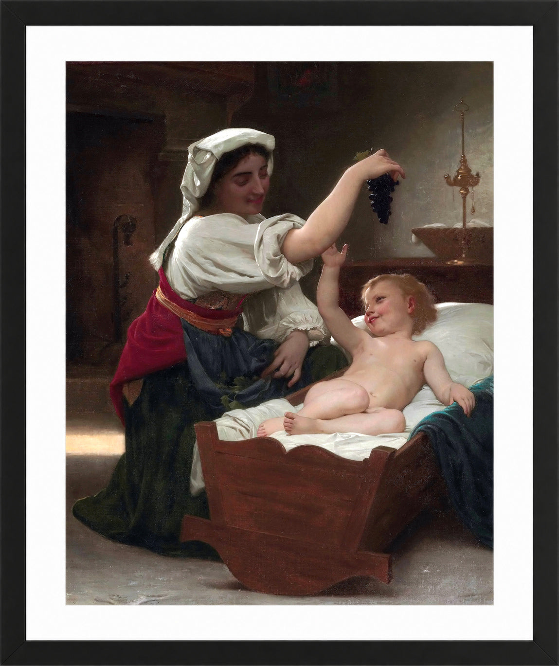 William-Adolphe Bouguereau Print, The Bunch Of Grape (1868) in a black frame