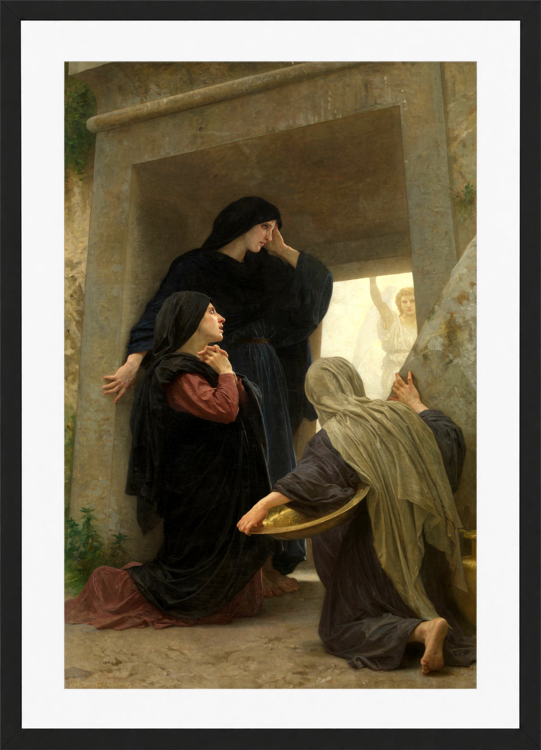 William-Adolphe Bouguereau Print, The Holy Women at the Tomb (1890) in a black frame